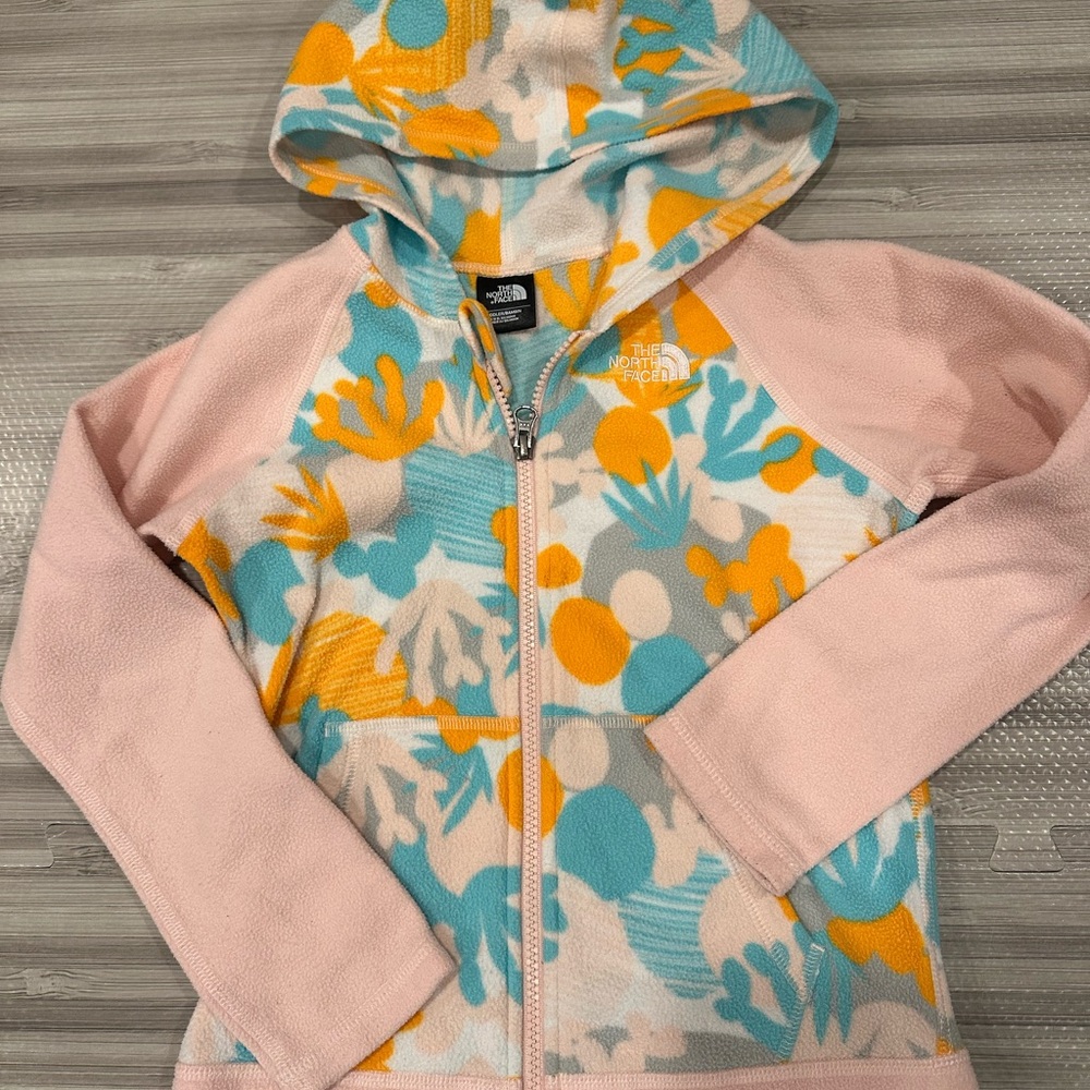 The North Face Kids Pink and Orange Patterned Hoodie